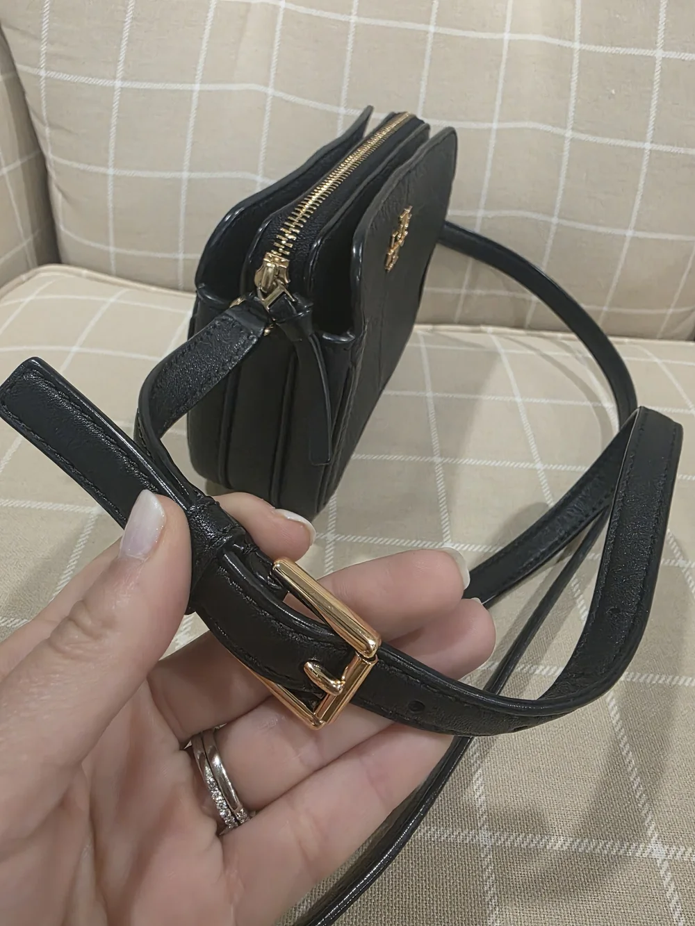 Tory Burch Black Pebbled Leather Crossbody Bag - Like NEW
